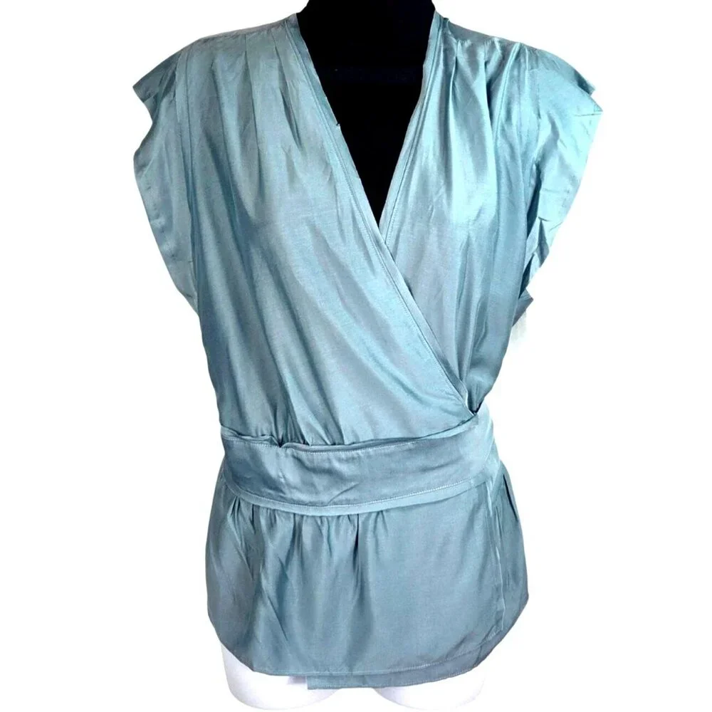 Joie Ashlene Cap Sleeve Wrap Top in Citadel Size 1X 16W Silk Blend NWT - Picture 1 of 7